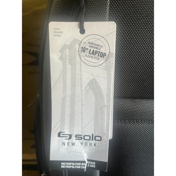 Solo New York Metropolitan Backpack 16" Laptop Bag Detach Sleeve  Black Warranty - Picture 5 of 11